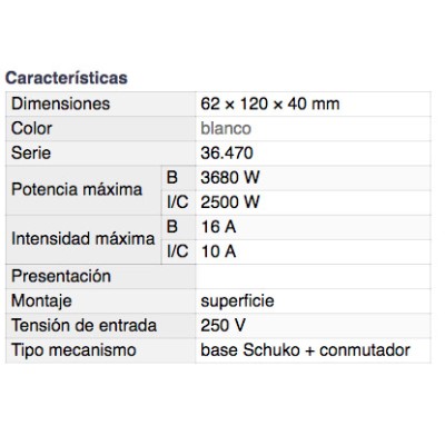 DH BASE SCHUKO DE 1 TOMA CON INTERRUPTOR