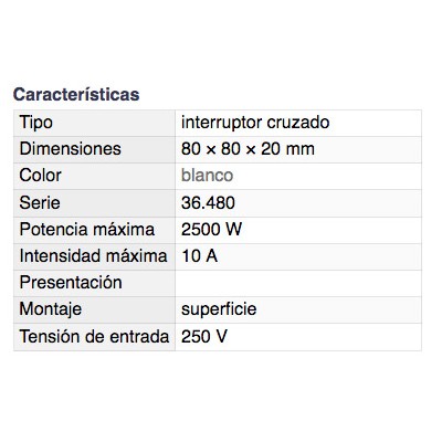 DH INTERRUPTOR CRUZADO DE SUPERFICIE