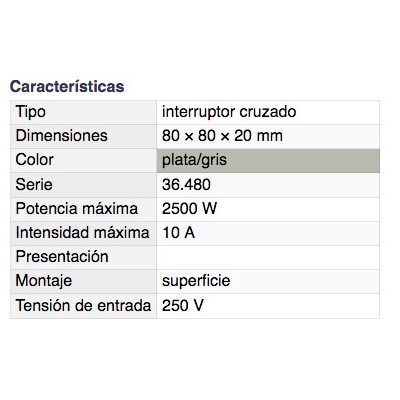 DH INTERRUPTOR CRUZADO DE SUPERFICIE