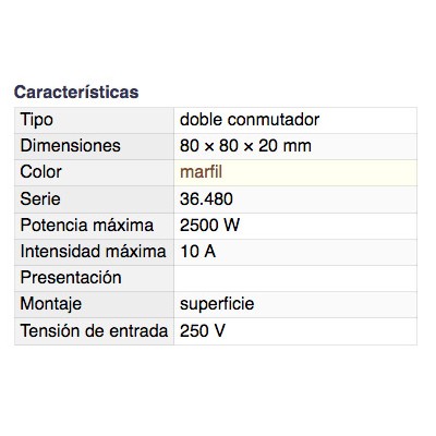 DH DOBLE INTERRUPTOR DE SUPERFICIE