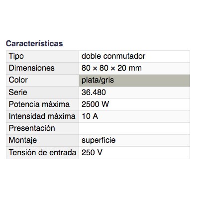 DH DOBLE INTERRUPTOR DE SUPERFICIE