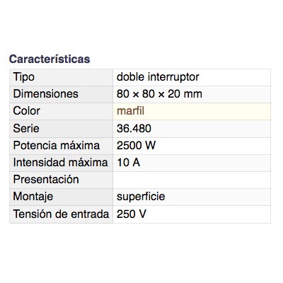 DH DOBLE INTERRUPTOR DE SUPERFICIE