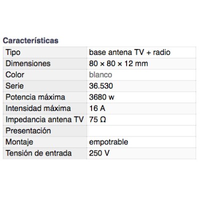 DH BASE DE ANTENA TV-RADIO EMPOTRABLE