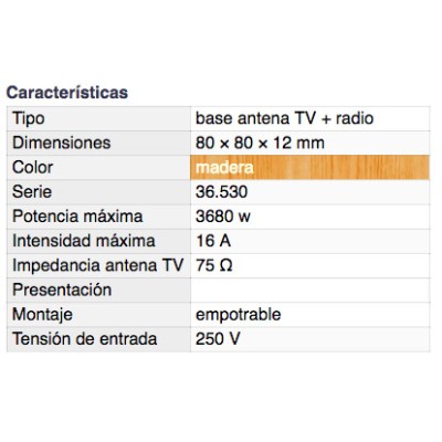 DH BASE DE ANTENA TV-RADIO EMPOTRABLE