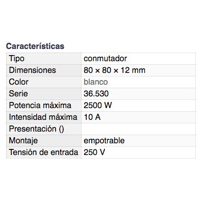 DH CONMUTADOR EMPOTRABLE