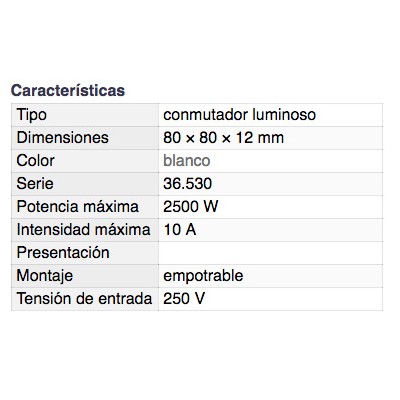 DH CONMUTADOR LUMINOSO EMPOTRABLE