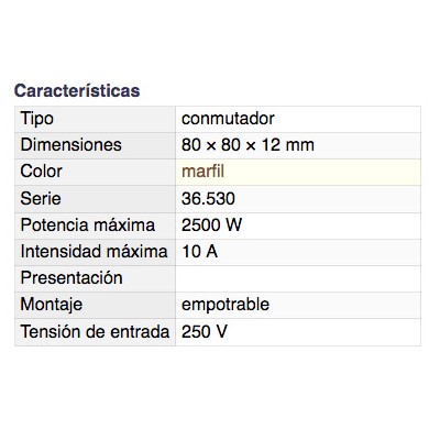 DH CONMUTADOR EMPOTRABLE