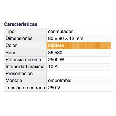 DH CONMUTADOR EMPOTRABLE