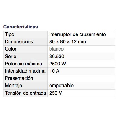 DH INTERRUPTOR DE CRUZAMIENTO EMPOTRABLE