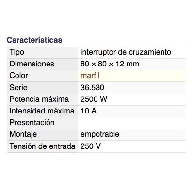 DH INTERRUPTOR DE CRUZAMIENTO EMPOTRABLE