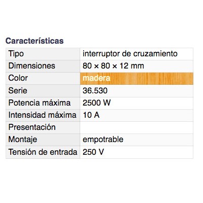 DH INTERRUPTOR DE CRUZAMIENTO EMPOTRABLE