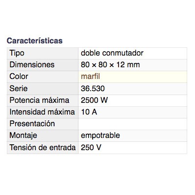 DH DOBLE CONMUTADOR EMPOTRABLE