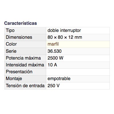 DH DOBLE INTERRUPTOR EMPOTRABLE