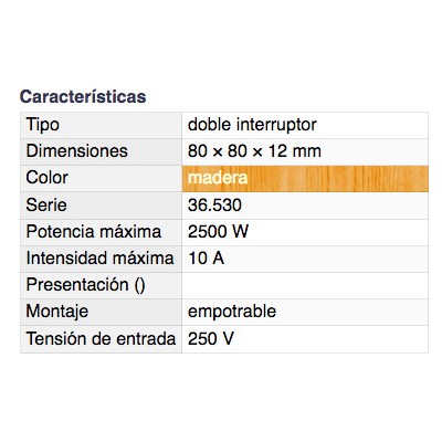 DH DOBLE INTERRUPTOR EMPOTRABLE