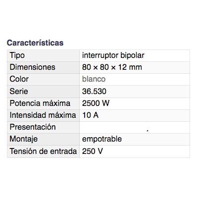 DH INTERRUPTOR BIPOLAR EMPOTRABLE