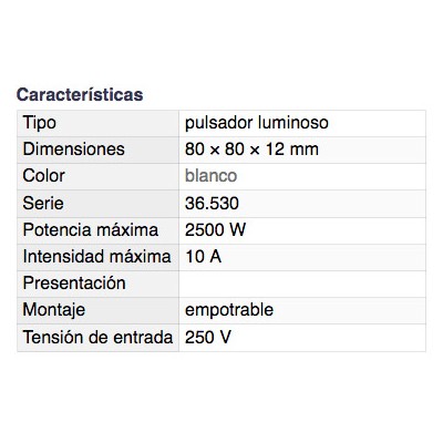 DH PULSADOR LUMINOSO EMPOTRABLE