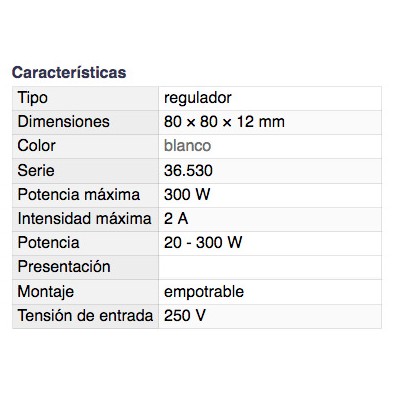 DH REGULADOR DE LUZ EMPOTRABLE