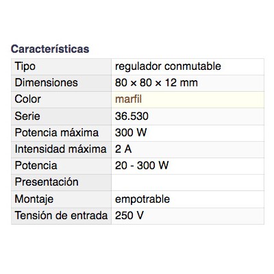 DH REGULADOR DE LUZ CONMUTABLE EMPOTRABLE