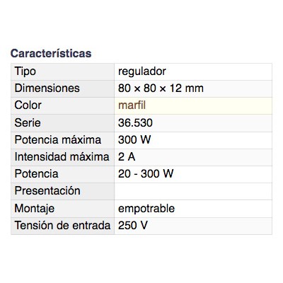 DH REGULADOR DE LUZ EMPOTRABLE