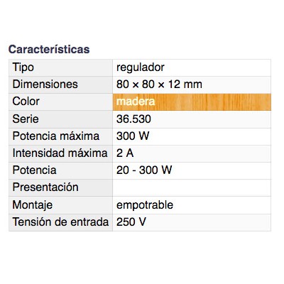 DH REGULADOR DE LUZ EMPOTRABLE