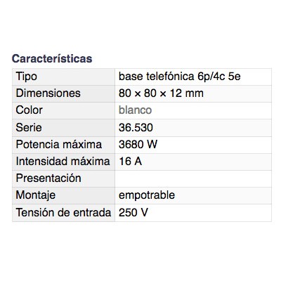 DH BASE TELEFÓNICA EMPOTRABLE