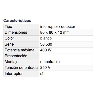 DH INTERRUPTOR/DETECTOR DE MOVIMIENTO POR INFRARROJOS EMPOTRABLE