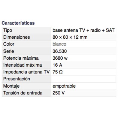 DH BASE ANTENA TV + RADIO + SAT EMPOTRABLE