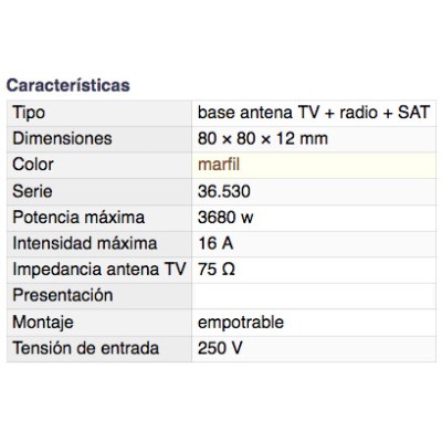 DH BASE ANTENA TV + RADIO + SAT EMPOTRABLE