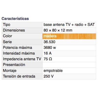 DH BASE ANTENA TV + RADIO + SAT EMPOTRABLE