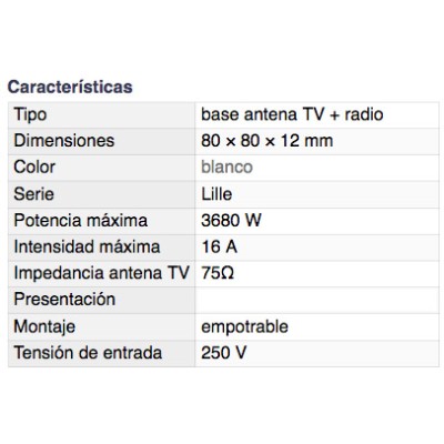 DH BASE ANTENA TV + RADIO EMPOTRABLE