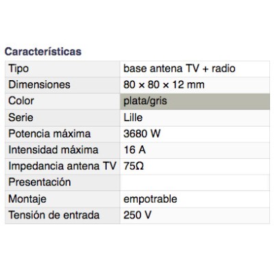 DH BASE ANTENA TV + RADIO EMPOTRABLE