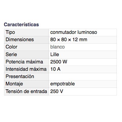 DH CONMUTADOR LUMINOSO EMPOTRABLE