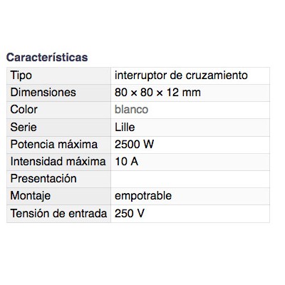 DH INTERRUPTOR DE CRUZAMIENTO EMPOTRABLE