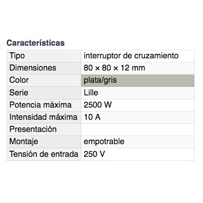 DH INTERRUPTOR DE CRUZAMIENTO EMPOTRABLE