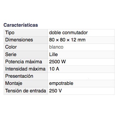 DH DOBLE CONMUTADOR EMPOTRABLE