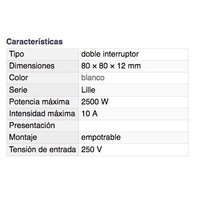 DH DOBLE INTERRUPTOR EMPOTRABLE