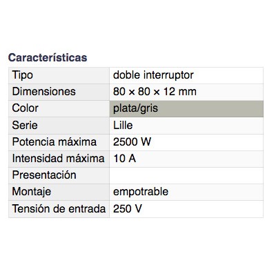 DH DOBLE INTERRUPTOR EMPOTRABLE