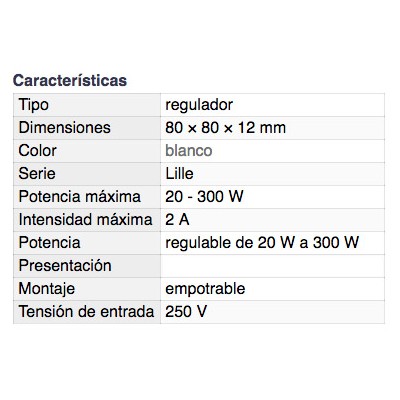 DH REGULADOR DE LUZ EMPOTRABLE