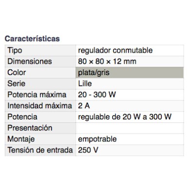 DH REGULADOR DE LUZ CONMUTABLE EMPOTRABLE