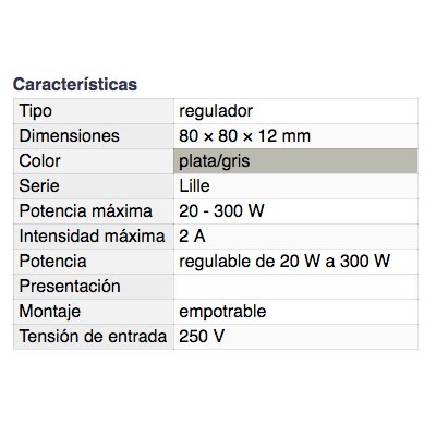 DH REGULADOR DE LUZ EMPOTRABLE