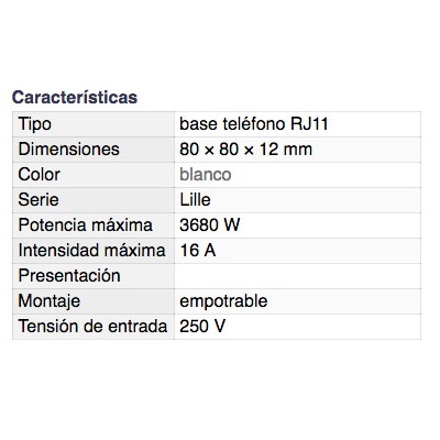 DH BASE TELEFÓNICA EMPOTRABLE