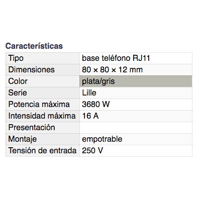 DH BASE TELEFÓNICA EMPOTRABLE