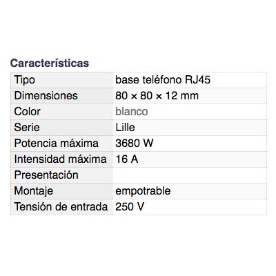 DH BASE TELEFÓNICA EMPOTRABLE