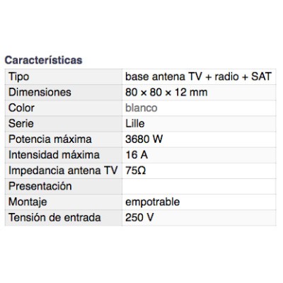 DH BASE ANTENA TV + RADIO + SAT EMPOTRABLE