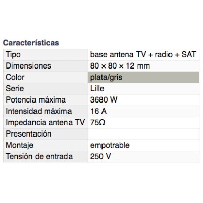 DH BASE ANTENA TV + RADIO + SAT EMPOTRABLE