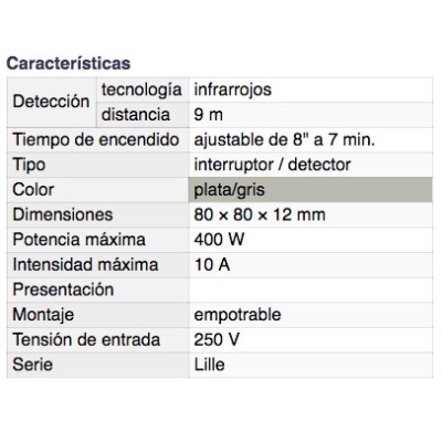 DH INTERRUPTOR/DETECTOR DE MOVIMIENTO POR INFRARROJOS EMPOTRABLE