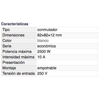 DH CONMUTADOR EMPOTRABLE