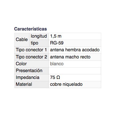 DH CONEXIÓN ANTENA HEMBRA ACODADA-MACHO RECTO