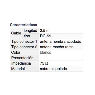 DH CONEXIÓN ANTENA HEMBRA ACODADA-MACHO RECTO