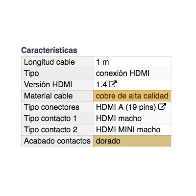 DH CONEXIÓN HDMI 1.4 MACHO A MACHO HDMI MINI